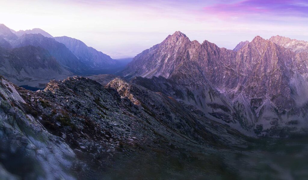 Les montagnes des Tatras vu du ciel